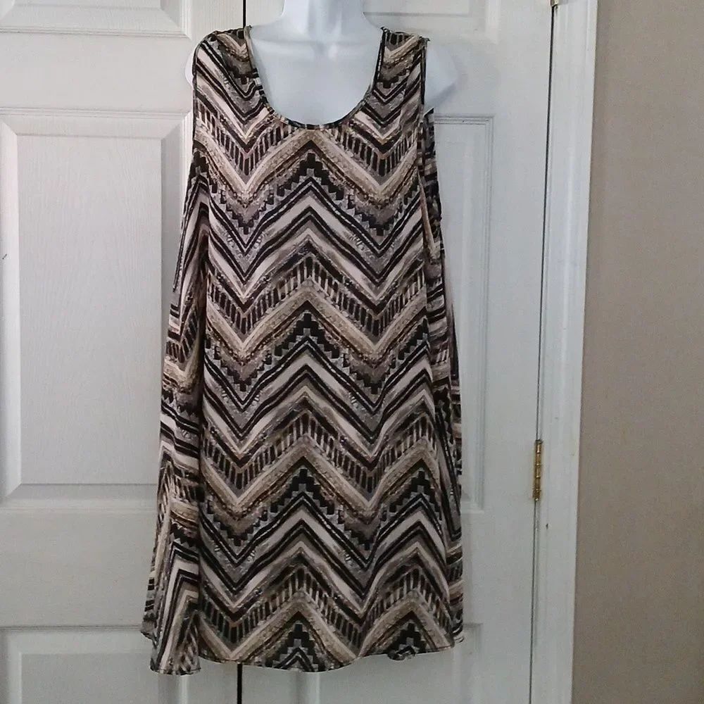 Hot Ginger black gray tanโsleeveless dress Sz 3X NWOT